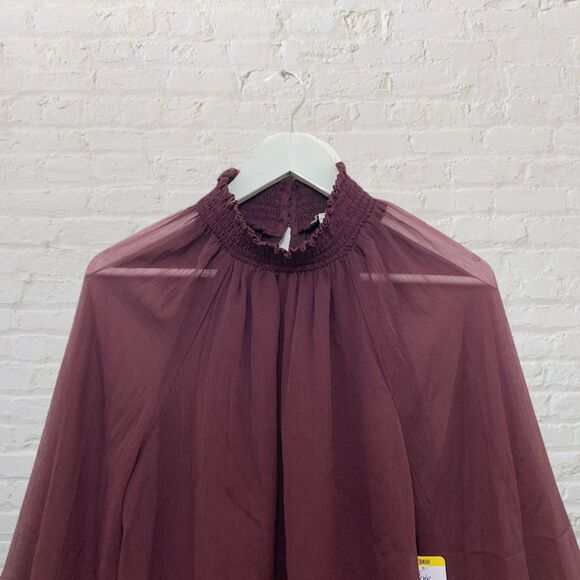 Joie Limited Edition Burgundy Mesh Blouse Size M - Picture 4 of 16